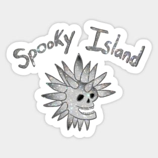 Spooky Island Skull Disco Ball Sticker